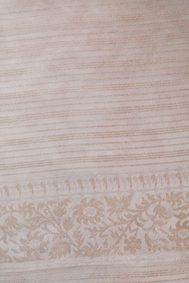 Handwoven Cream Banarasi Mashru Silk Saree