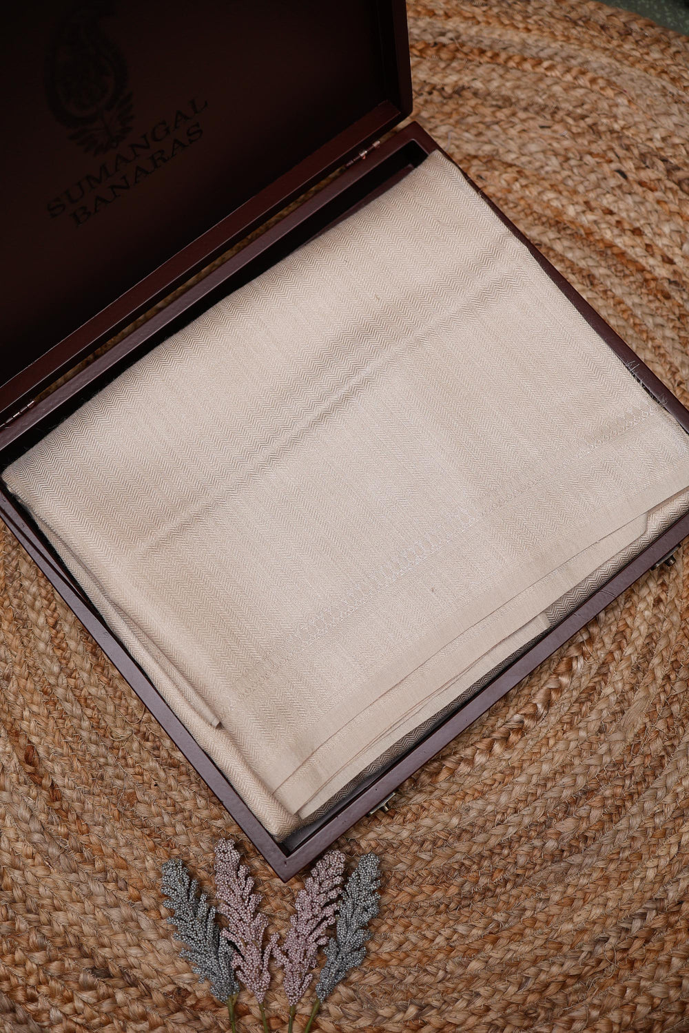 Handwoven Cream Banarasi Tussar Silk Saree