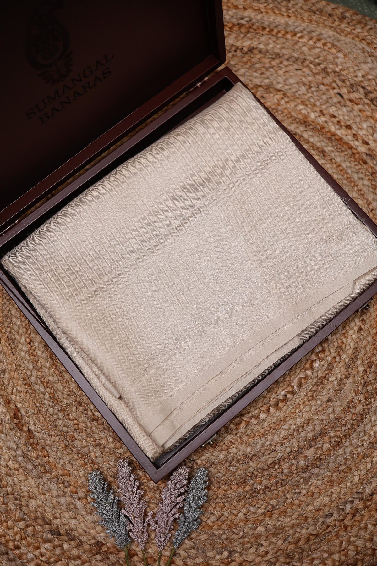 Handwoven Cream Banarasi Tussar Silk Saree