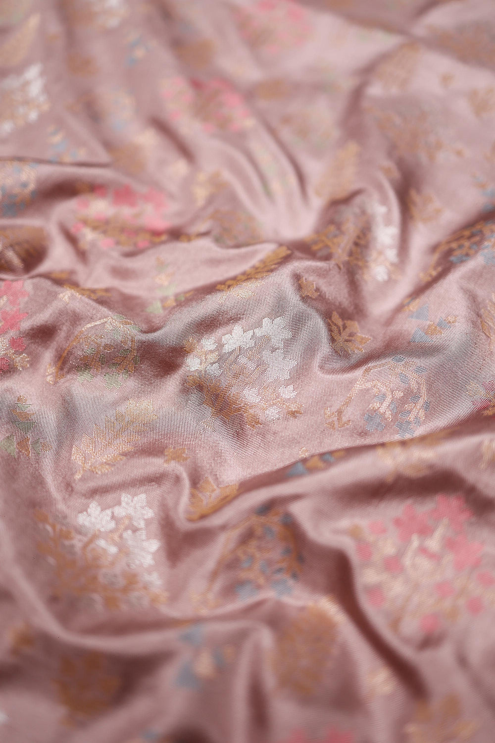 Handwoven Pastel Mauve Banarasi Katan Silk Saree