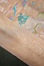 Handwoven Beige Banarasi Katan Silk Saree