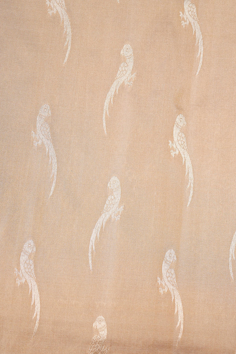 Handwoven Beige Banarasi Katan Silk Saree