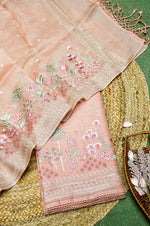 Designer Peach Organza Suit