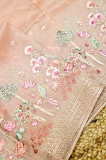 Designer Peach Organza Suit