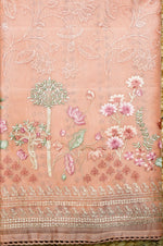 Designer Peach Organza Suit