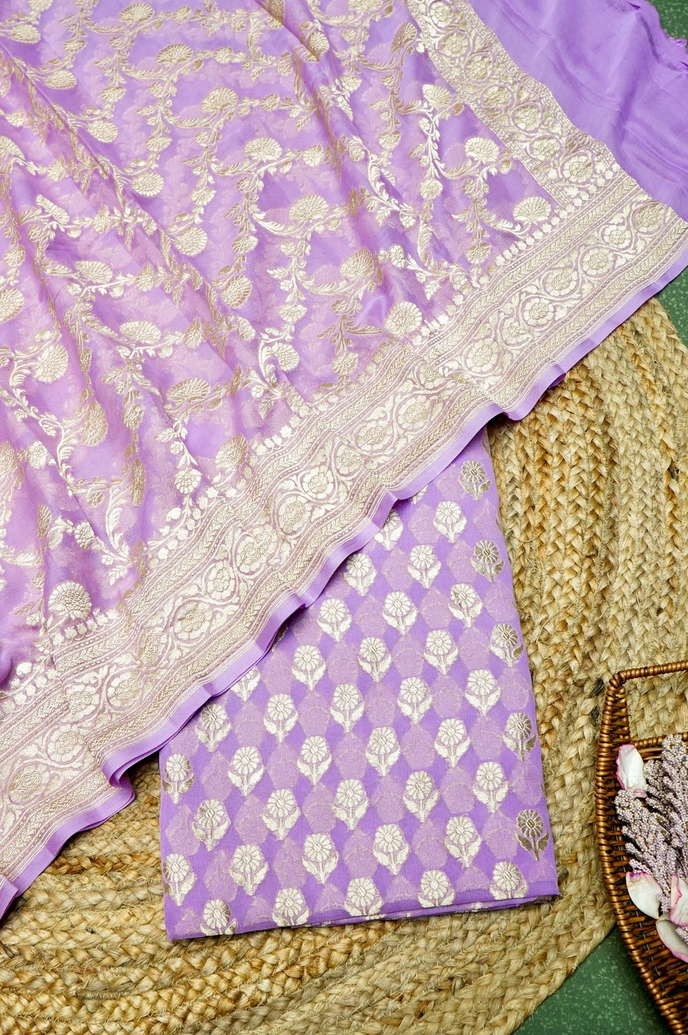 Handwoven Purple Banarasi Khaddi Georgette Suit