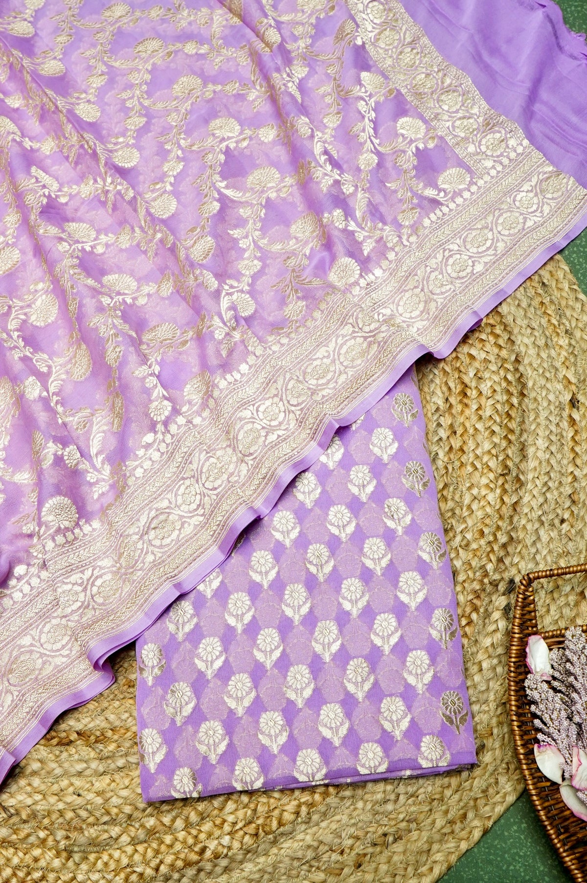 Handwoven Purple Banarasi Khaddi Georgette Suit