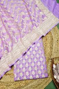 Handwoven Purple Banarasi Khaddi Georgette Suit