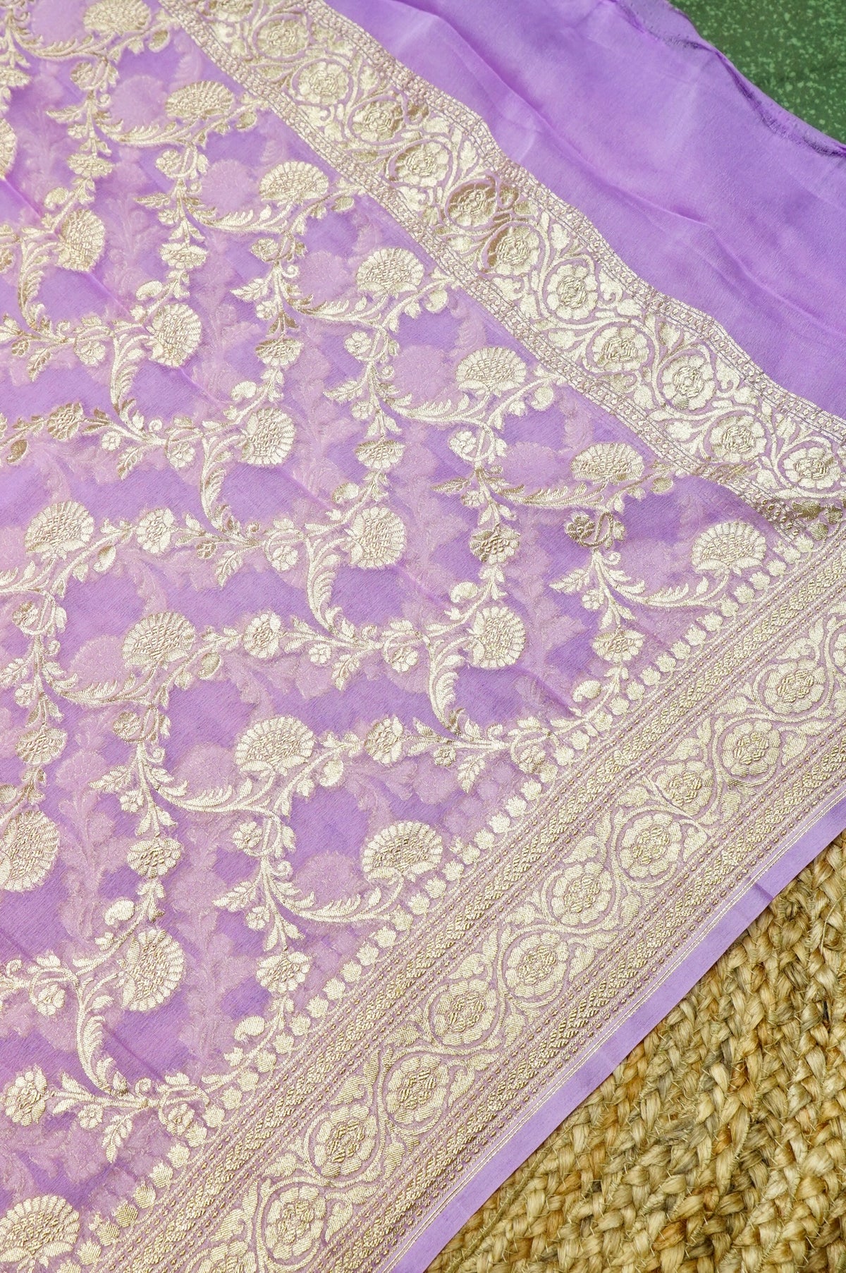 Handwoven Purple Banarasi Khaddi Georgette Suit