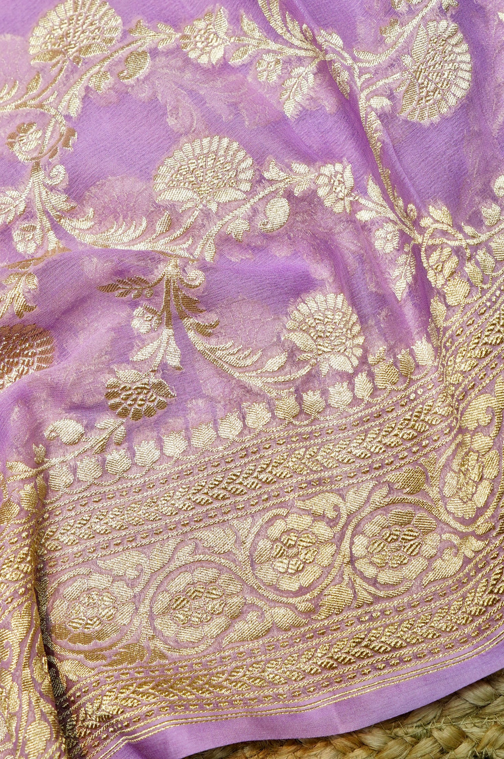 Handwoven Purple Banarasi Khaddi Georgette Suit