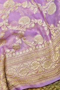 Handwoven Purple Banarasi Khaddi Georgette Suit