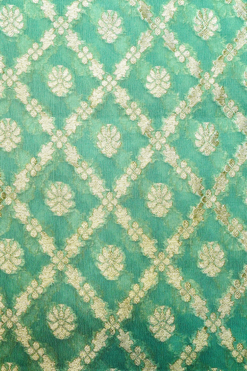 Handwoven Rama Green Banarasi Khaddi Georgette Suit