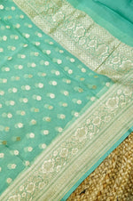 Handwoven Rama Green Banarasi Khaddi Georgette Suit