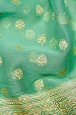 Handwoven Rama Green Banarasi Khaddi Georgette Suit