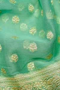 Handwoven Rama Green Banarasi Khaddi Georgette Suit