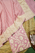 Handwoven Onion Pink Banarasi Khaddi Georgette Suit