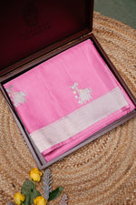 Handwoven Baby Pink Banarasi Mashru Silk Saree