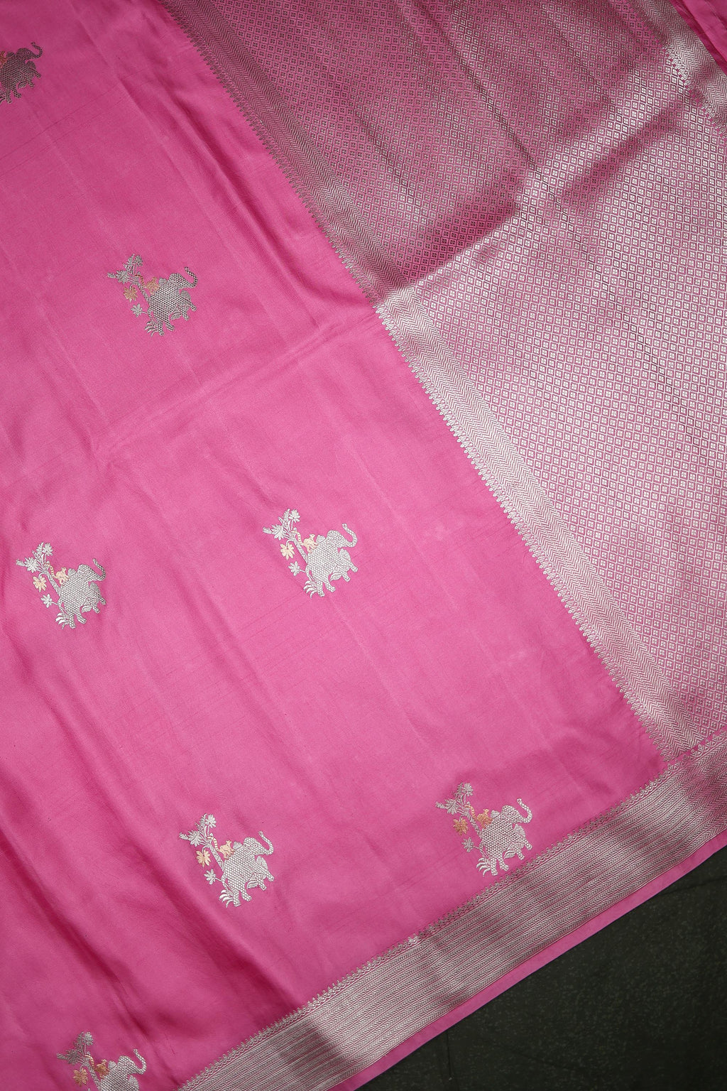 Handwoven Baby Pink Banarasi Mashru Silk Saree