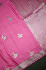 Handwoven Baby Pink Banarasi Mashru Silk Saree