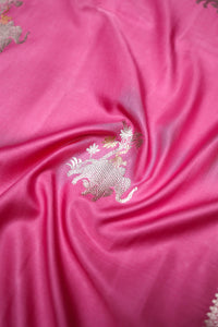 Handwoven Baby Pink Banarasi Mashru Silk Saree
