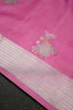 Handwoven Baby Pink Banarasi Mashru Silk Saree