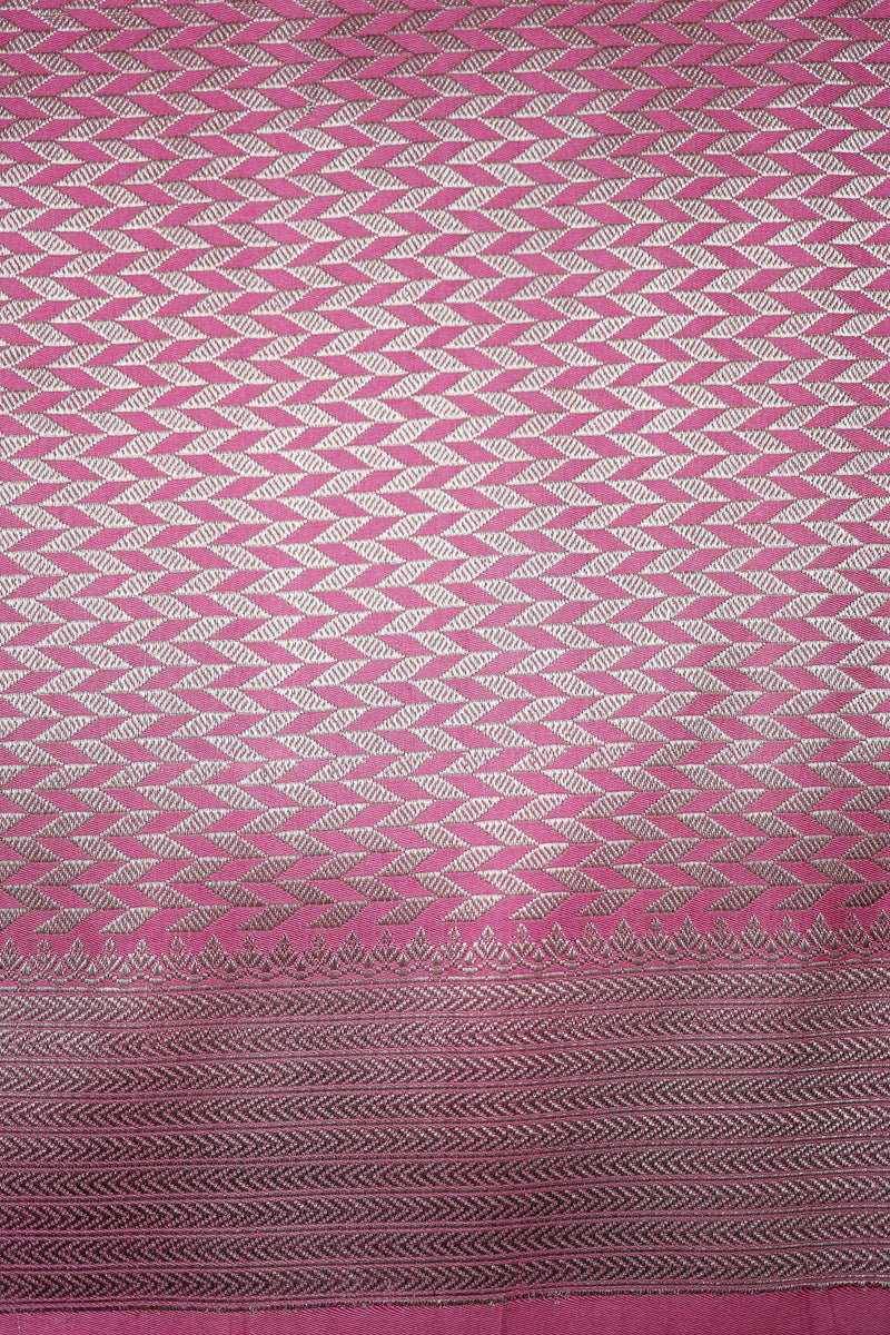Handwoven Baby Pink Banarasi Mashru Silk Saree