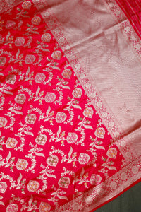 Handwoven Rani Pink Banarasi Katan Silk Saree