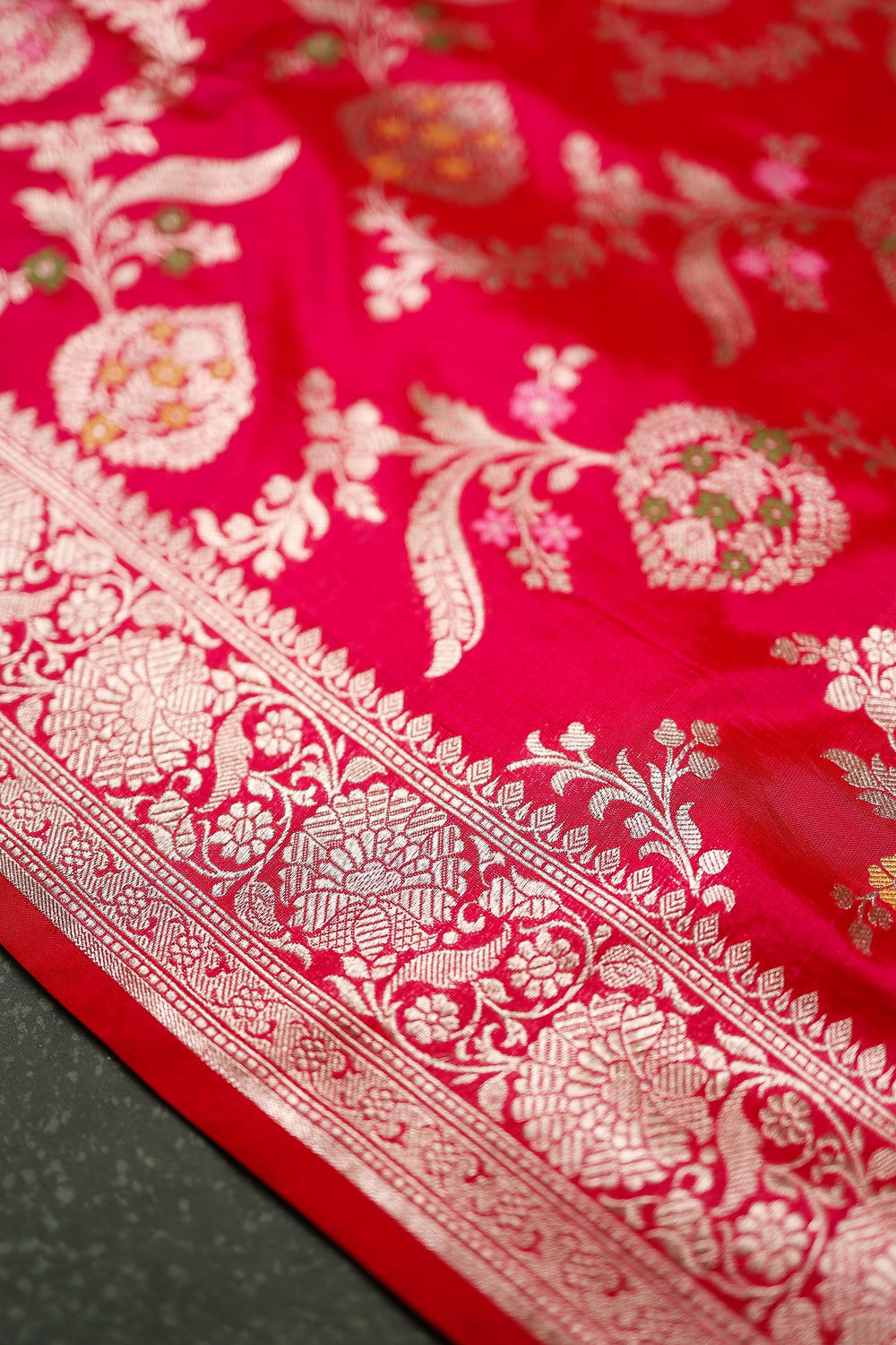 Handwoven Rani Pink Banarasi Katan Silk Saree