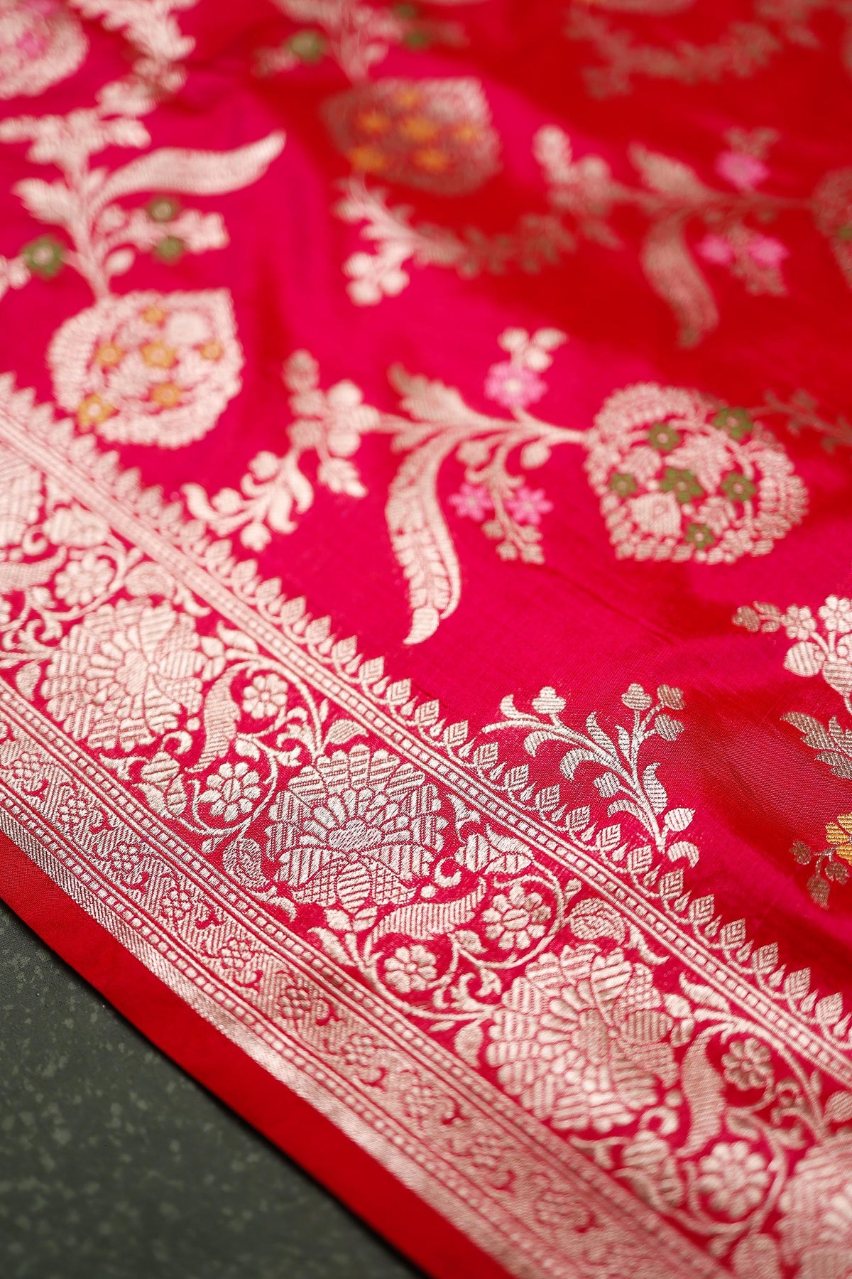 Handwoven Rani Pink Banarasi Katan Silk Saree