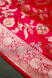 Handwoven Rani Pink Banarasi Katan Silk Saree