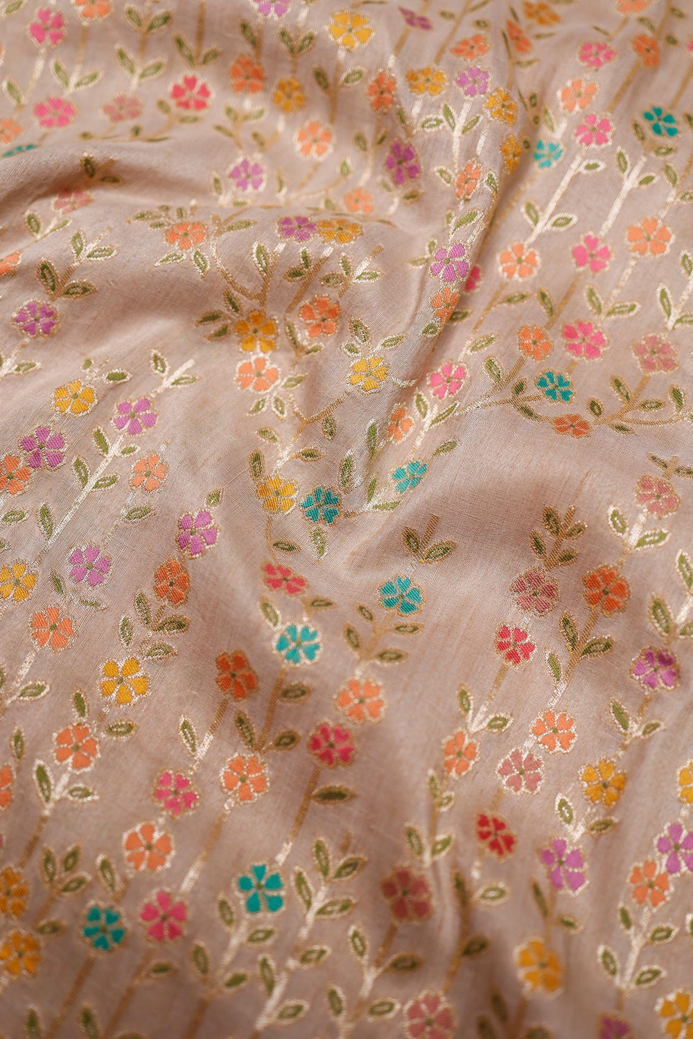 Handwoven Beige Banarasi Tussar Silk Saree