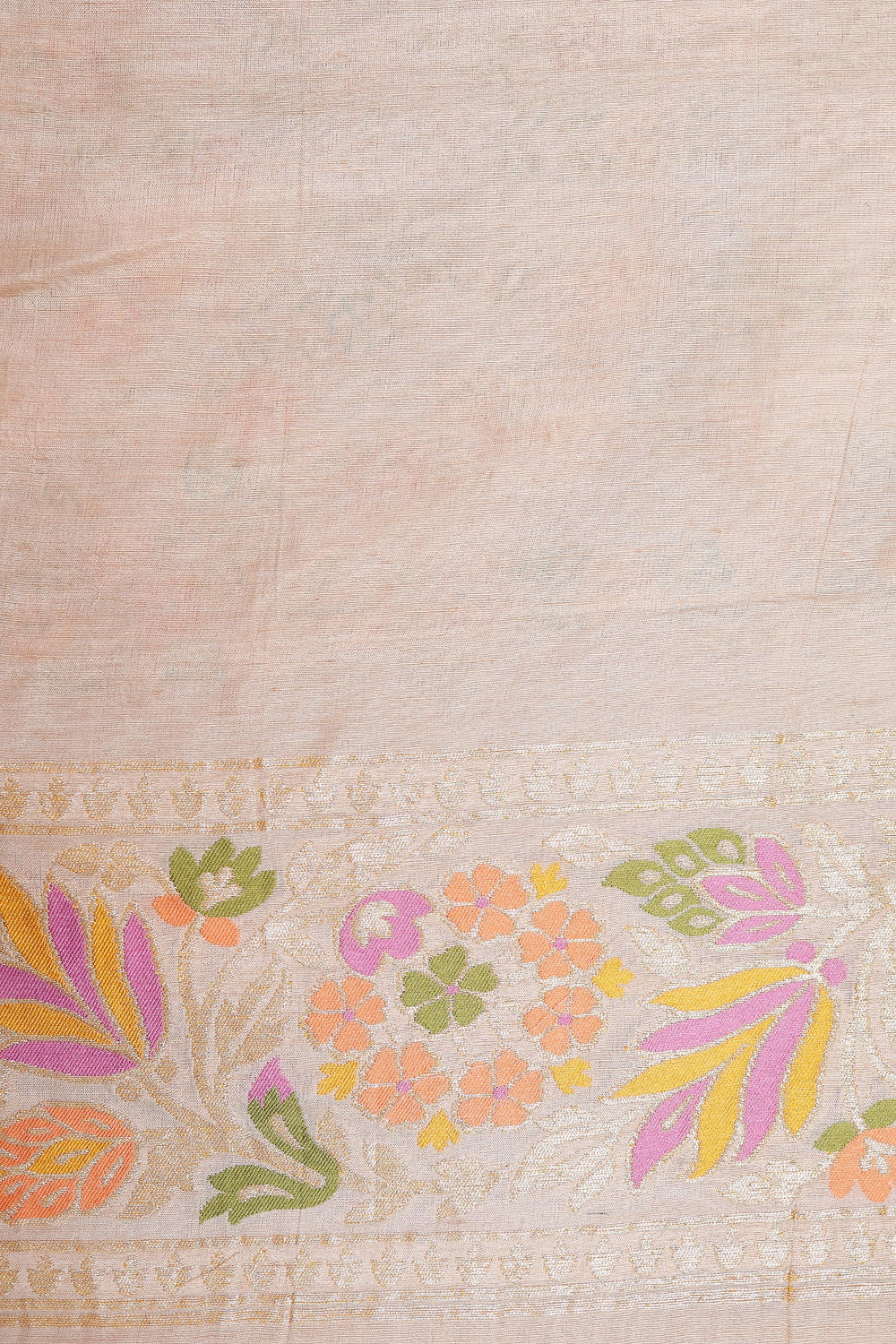 Handwoven Beige Banarasi Tussar Silk Saree