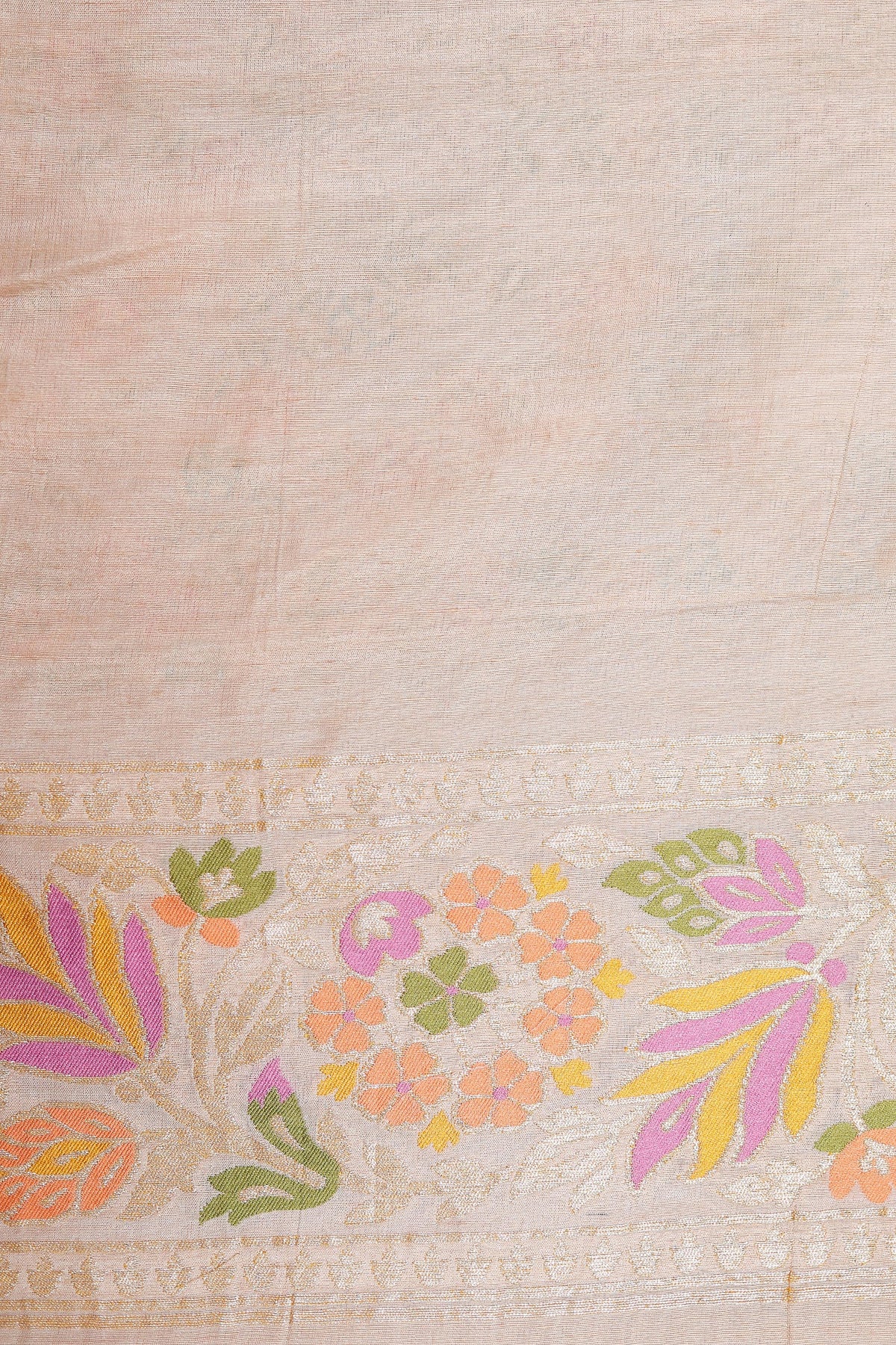 Handwoven Beige Banarasi Tussar Silk Saree