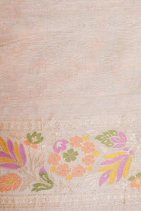 Handwoven Beige Banarasi Tussar Silk Saree