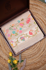 Handwoven Beige Banarasi Tussar Silk Saree