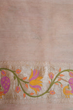 Handwoven Beige Banarasi Tussar Silk Saree