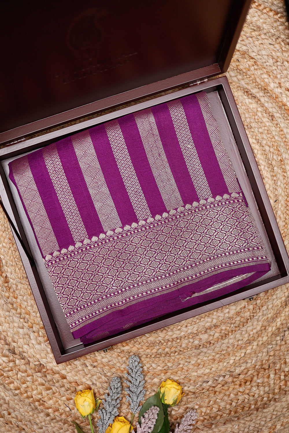 Handwoven Purple Banarasi Moonga Silk Saree
