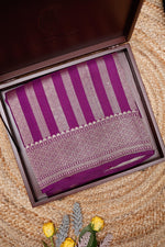 Handwoven Purple Banarasi Moonga Silk Saree