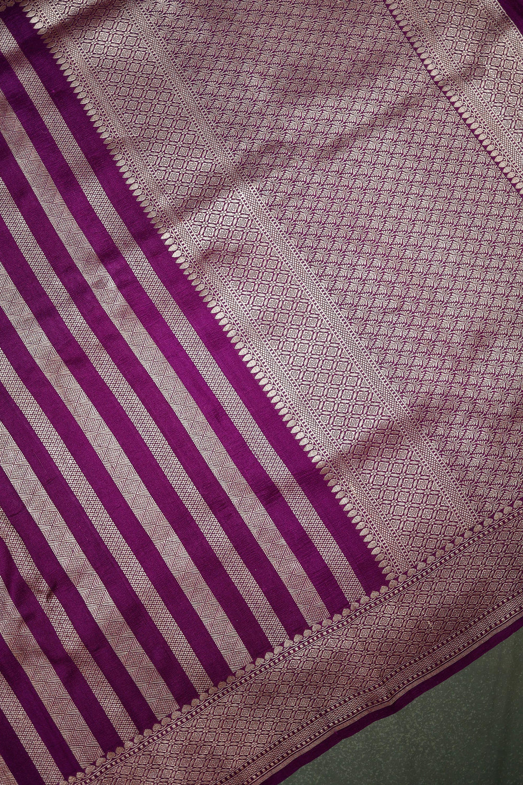 Handwoven Purple Banarasi Moonga Silk Saree