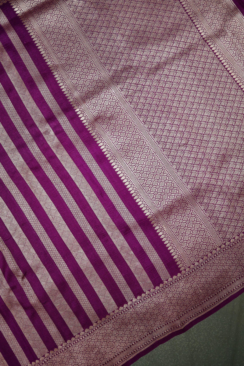 Handwoven Purple Banarasi Moonga Silk Saree