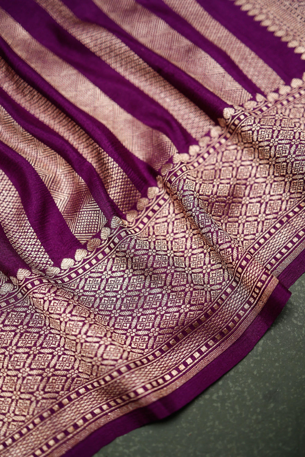 Handwoven Purple Banarasi Moonga Silk Saree