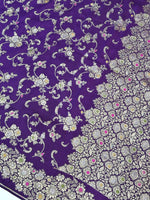 Violet Purple Meenakari Tussar Silk Handwoven Banarasi Saree