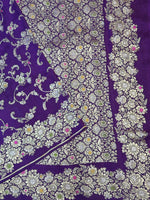 Violet Purple Meenakari Tussar Silk Handwoven Banarasi Saree