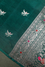 Handwoven Bottle Green Banarasi Katan Soft Silk Saree