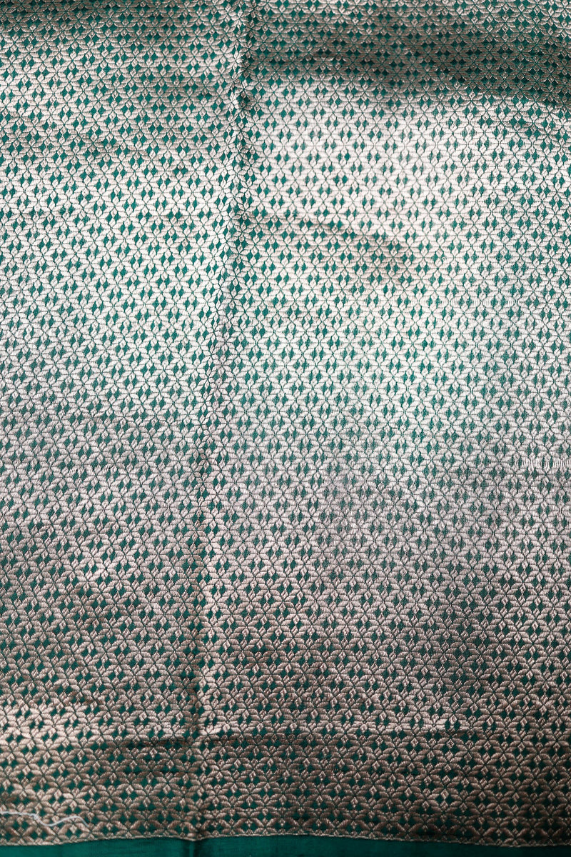 Handwoven Bottle Green Banarasi Katan Soft Silk Saree
