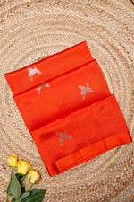 Handwoven Orange Banarasi Katan Soft Silk Saree