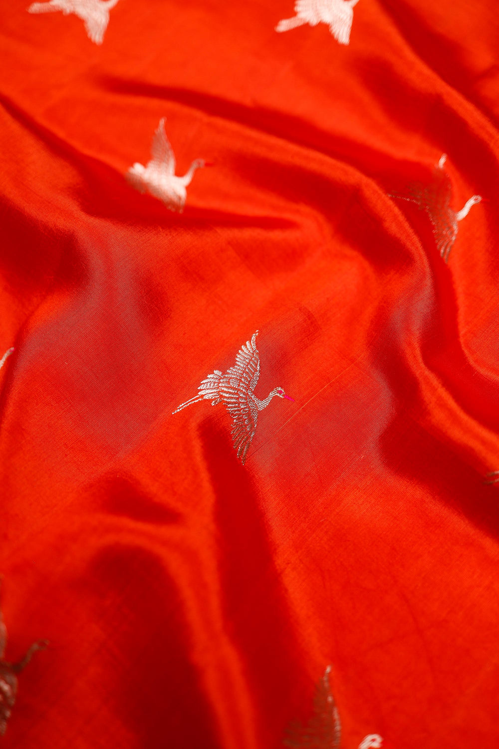 Handwoven Orange Banarasi Katan Soft Silk Saree