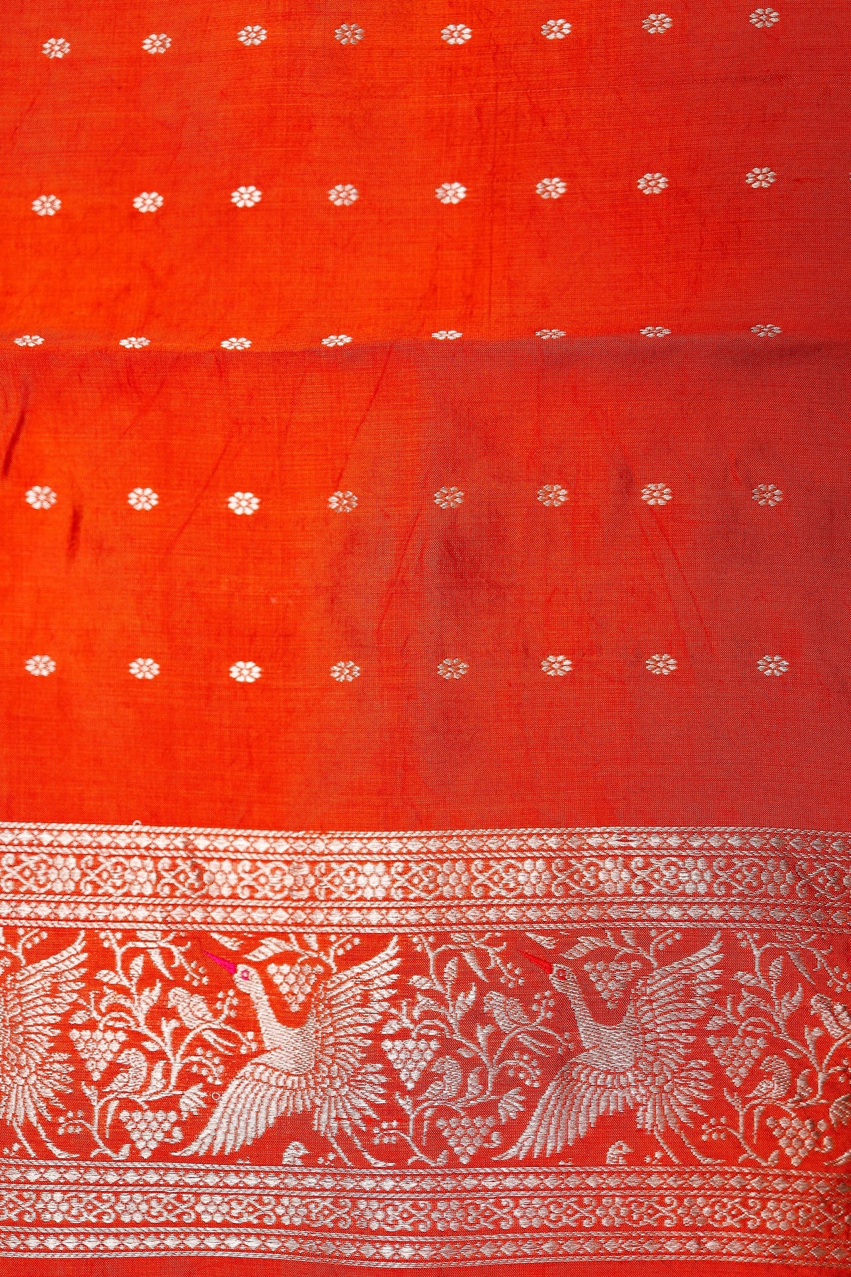 Handwoven Orange Banarasi Katan Soft Silk Saree