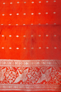 Handwoven Orange Banarasi Katan Soft Silk Saree