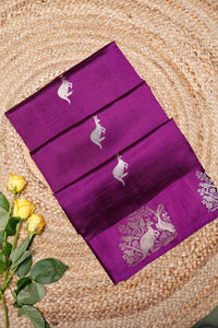 Handwoven Purple Banarasi Katan Soft Silk Saree